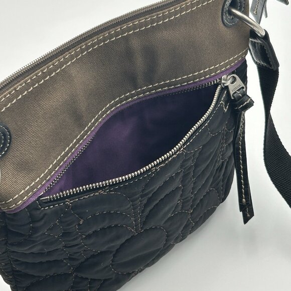 VTG FOSSIL Key-Per ZB4422 Quilted Floral Crossbody Bag Canvas Trim 10" - Picture 5 of 16